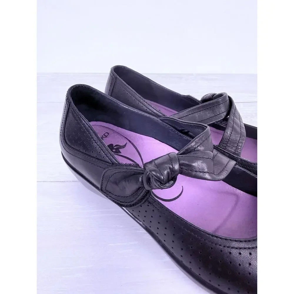Dansko Diedra Black‎ Leather Mary Jane Shoes Womens US 8.5-9 Hook & Loop Comfort